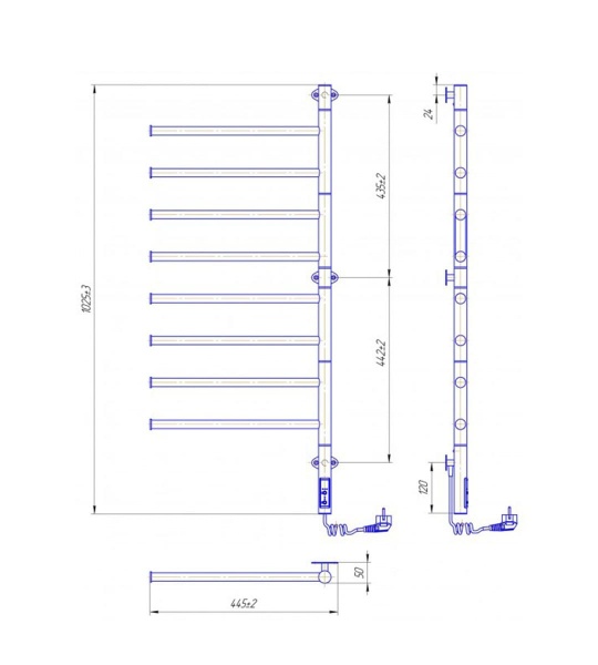 Рушникосушарка електрична Mario Рушникосушка Веєр-I 1000х445/55 електр. TR чорний мат (2.3.0409.11.BM)