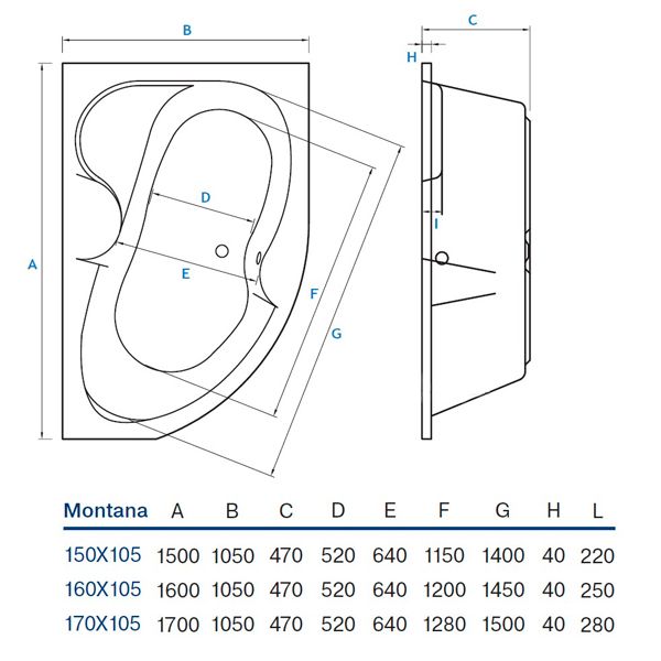 Ванна акриловая Koller Pool Montana 160x105 L