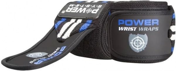 Бинт еластичний Power System р. універсальний Wrist Wraps PS-3500 чорний із синім