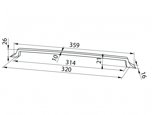 Меблева ручка накладна DC DL 41/320 G6 320 мм матовий хром