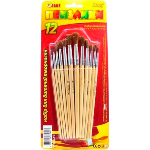 Набор кистей 12 шт. №1,2,3,4,5,6,7,8, 9,10,11,12 51914-TK Тікі 