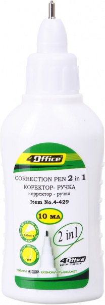 Корректор 4Office 2 в 1 клапан пишущий узел + кисточка 10мл 4-429