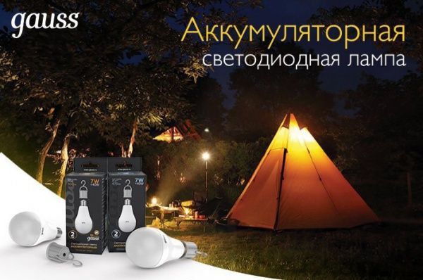 Лампа акумуляторна Gauss Li-Ion LED 7 Вт A60 матова E27 220 В 4100 К 