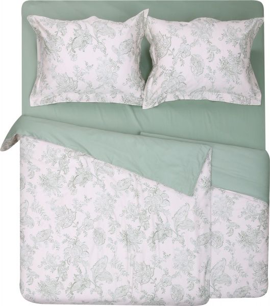 Комплект постельного белья Aria семейный зеленый с белым Mascioni 