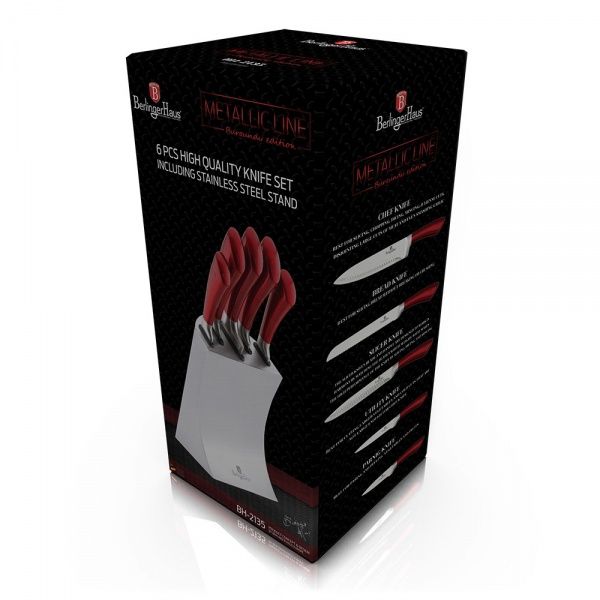 Набір ножів у колоді Metallic Line BURGUNDY Edition 6 предметів BH 2135 Berlinger