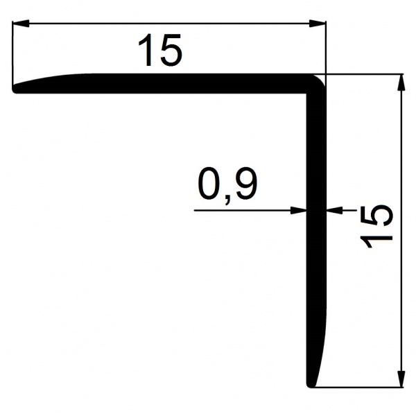 Кутник алюмінієвий АЛЮПРО 15x15x0,9 мм 2710 мм декоративний зовнішній