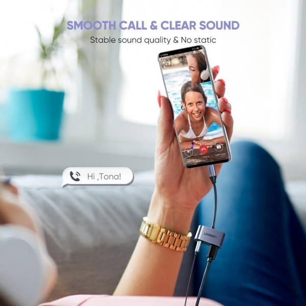 Перехідник UGREEN CM193 2 Ports USB Type-C Hub + 3.5mm Audio 0,1 м сірий (50596) 