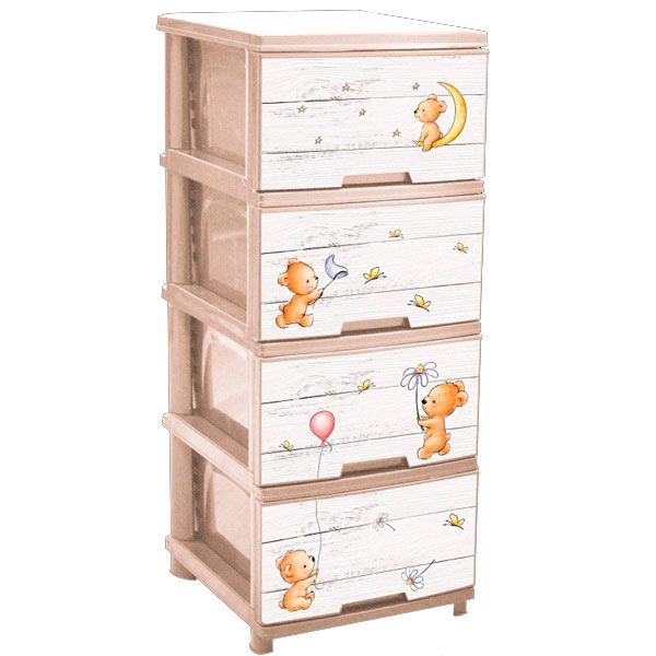 Комод пластиковая Алеана на 4 ящика Медведи 955x455x390 мм