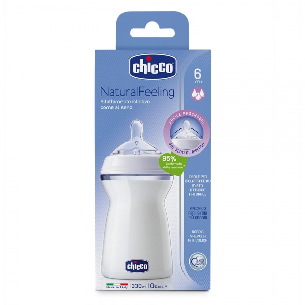 Пляшка дитяча Chicco пластикова Natural Feeling 330 мл 6м+