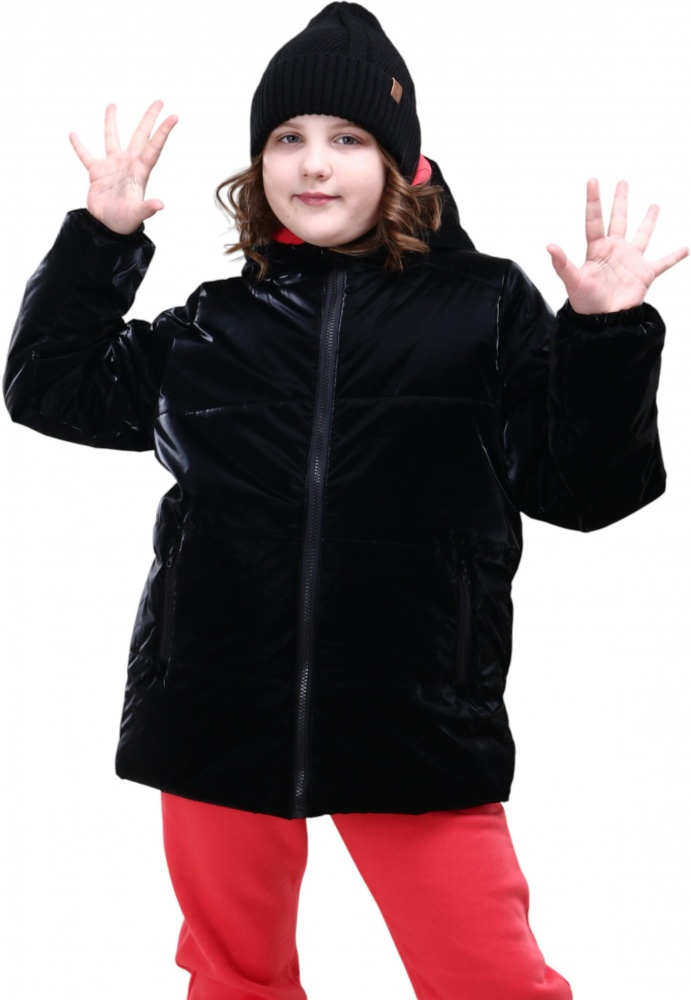 Куртка-пуховик для девочек HW р.140–146 черный RN0715
