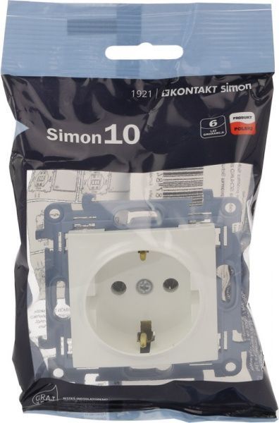 Розетка із заземленням Simon 10 без шторок білий CGSZ1.01/11