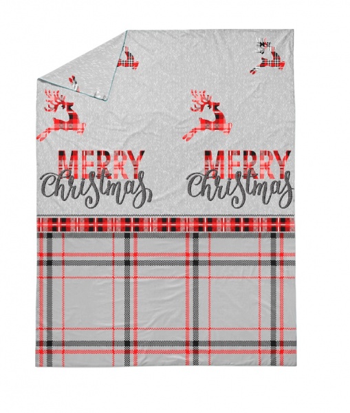 Підковдра фланель Marry Christmas 160x220 см сірий із червоним La Nuit 