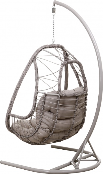 Кресло-кокон Феникс плетение ромб кофе с молоком