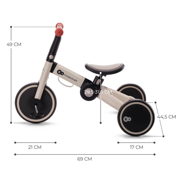 Велосипед детский Kinderkraft 3 в 1 4TRIKE Silver Grey серый KR4TRI22GRY0000 