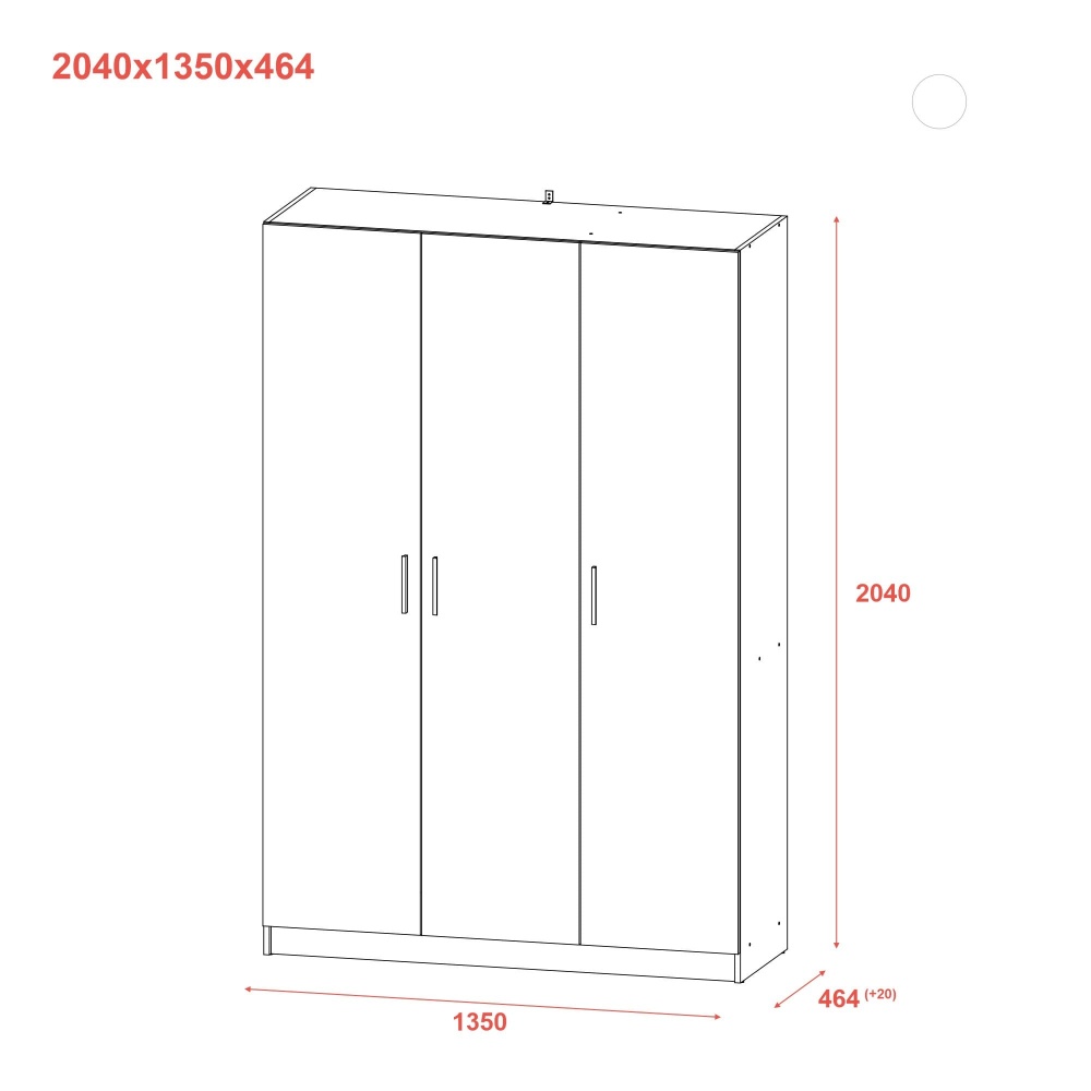 Шафа для одягу Doros Промо 3 ДСП 2040х1350х480 мм дуб сонома / дуб сонома