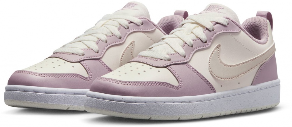 Кроссовки для девочек демисезонные Nike COURT BOROUGH LOW RECRAFT DV5456-129 р.35,5 бежевые с розовым