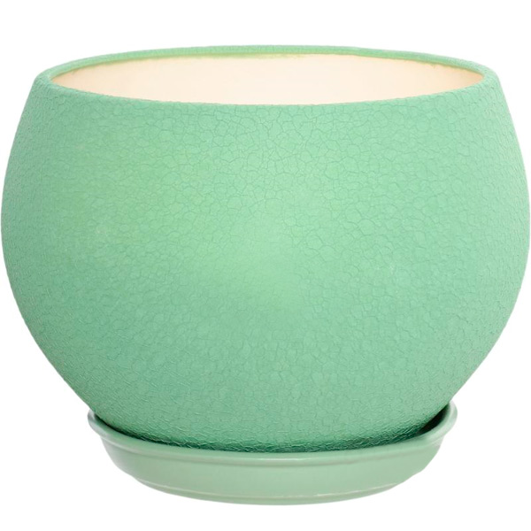 Горщик керамічний Оріана-Запоріжкераміка Куля шовк круглий 4,1л оливковий (037-1-133) 