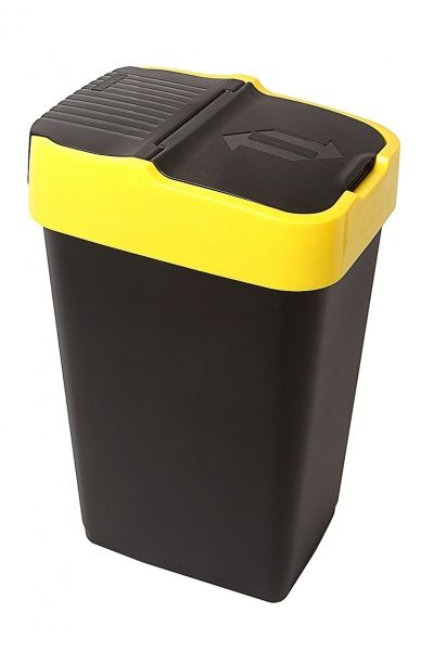 Бак для сміття з кришкою Heidrun Push & Up 35 л чорний із жовтим 1343