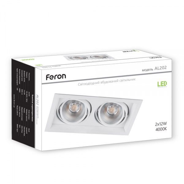 Светильник встраиваемый (Downlight) Feron LED AL202 24 Вт 4000 К белый 