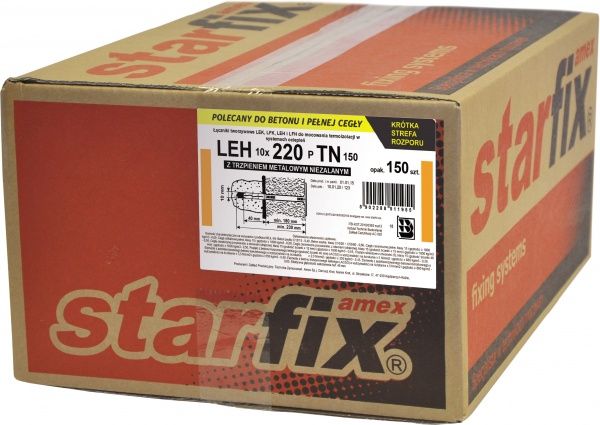 Дюбель для теплоізоляції LEH/TN з металевим стрижнем 10x200 мм 100 шт. AMEX