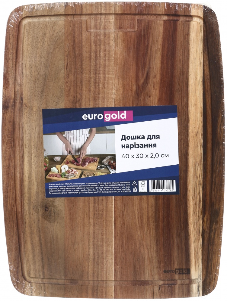 Доска кухонная универсальная Eurogold акация 30х40х2 см