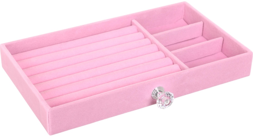 Скринька для прикрас Velvet трьохрівнева 13.5х23.5х10.5 рожева