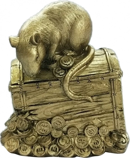 Декорація новорічна Сувенір Миша на скрині 10х7 см 