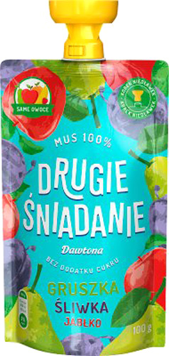 Пюре фруктове Dawtona Другий сніданок груша слива яблуко 100 г 