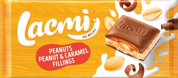Молочный шоколад Roshen Lacmi молочный с арахисом карамельной и арахисовой начинками 87 г