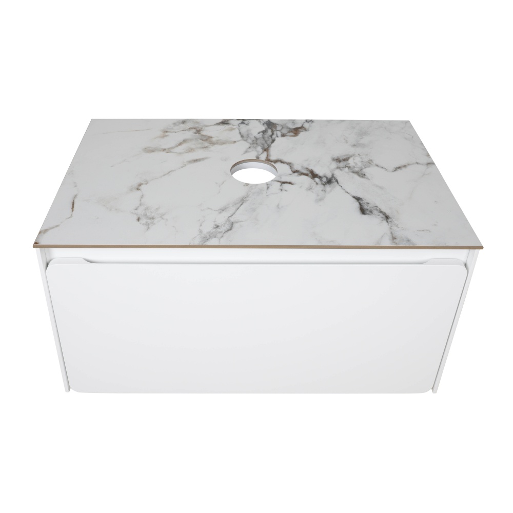 Тумба подвесная Aqua Rodos KIOTO (белый мат) со столешницей керамогранит Loreal Blue 80 см