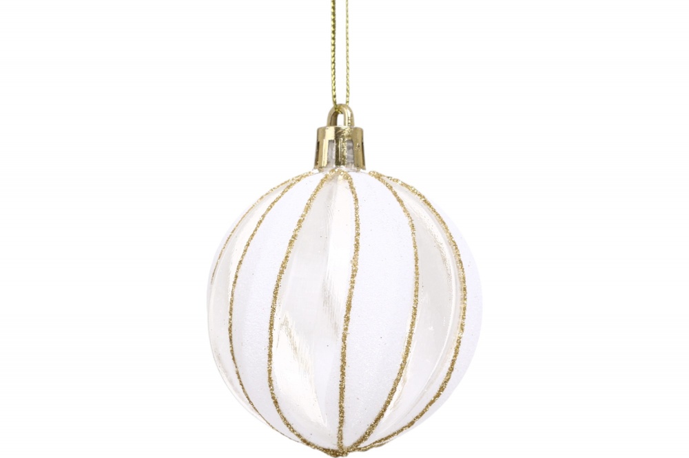 Набор елочных шаров изысканность бело-золотой d 60 мм 30 шт./уп.
