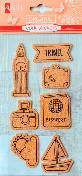 Набор наклеек пробковый стикер travel 7 шт.