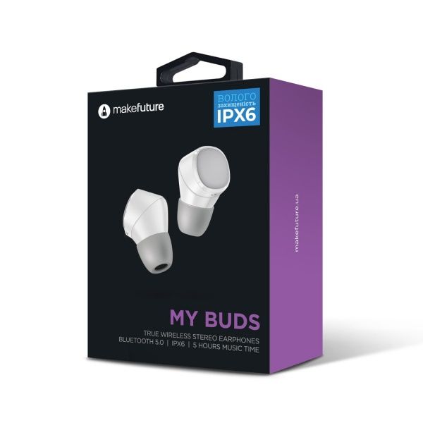 Наушники MakeFuture беспроводные TrueWireless MyBuds White (MEP-TW01WH) 