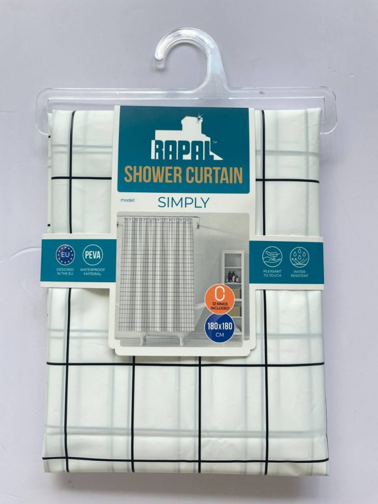 Шторка для ванны Rapal Simply 180х180 см