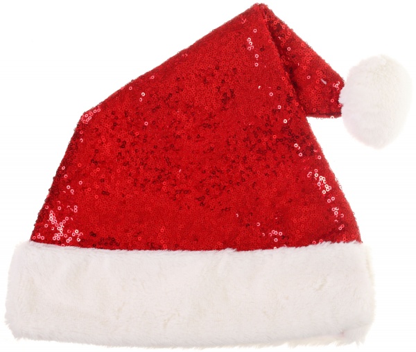 Шапка Діда Мороза з пайетками 46х30 см в асортименті