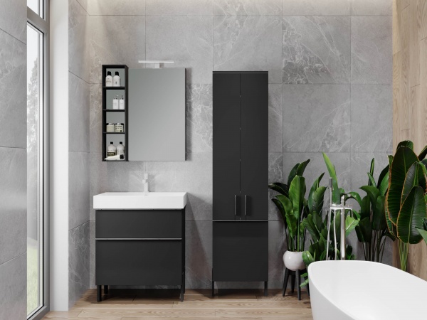 Тумба напольная ЮВЕНТА Manhattan - 70 черный с умывальником Stance-70