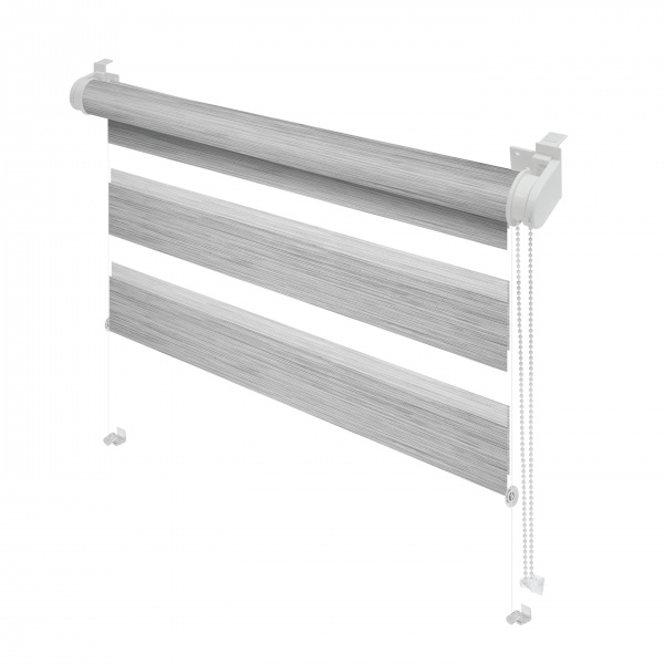 Ролета день-ночь Gardinia Мини Зебра шелк 80x140 см стальная серая 