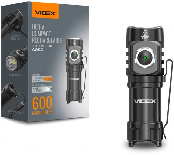 Фонарик портативный Videx VLF-A055 600Lm 5700K черный