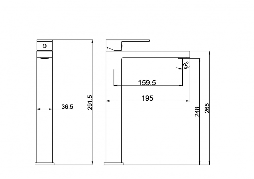 Змішувач для умивальника Aqua Rodos Italy 02 Black Matte