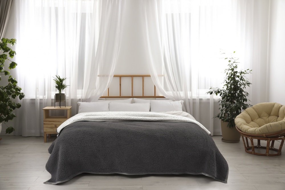 Плед Double Bonded Sherpa 200x220 см серый La Nuit