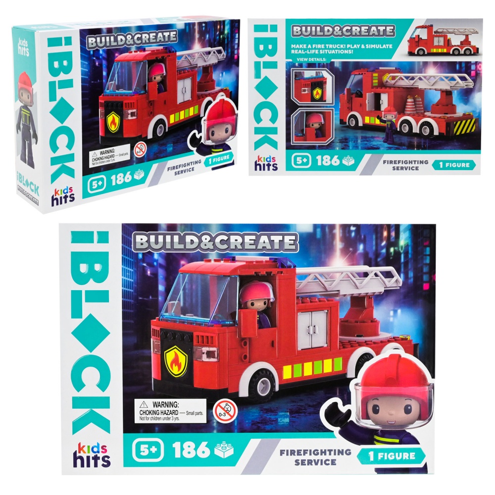 Игрушка-конструктор Shantou Kids hits IBLOCK JUNIOR Пожарная мажина 186 дет. KH17/001/3