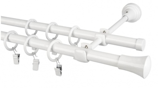 Карниз Bojanek подвійний укомплектований d16/16 мм 240 см білий 