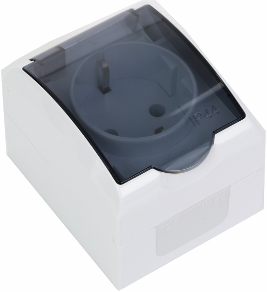 Розетка с заземлением Ospel Fala 16 А 250 В без шторок с крышкой черный