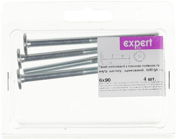 Винт метрический ЦБ 6x90 мм 4 шт Expert Fix