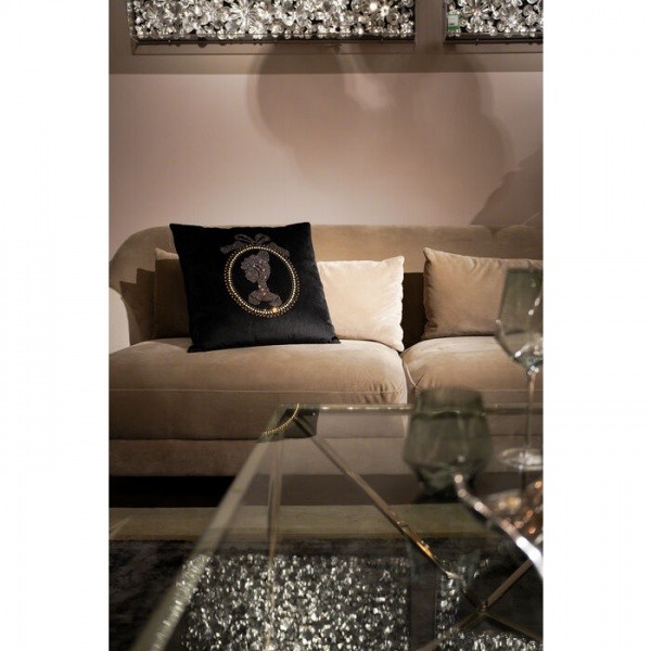 Подушка Бриллиантовый медальон 45x45 см черный KARE Design 