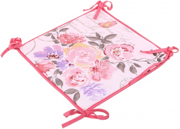 Подушка на табурет Роузи 32х32х1,5 см розовая Luna