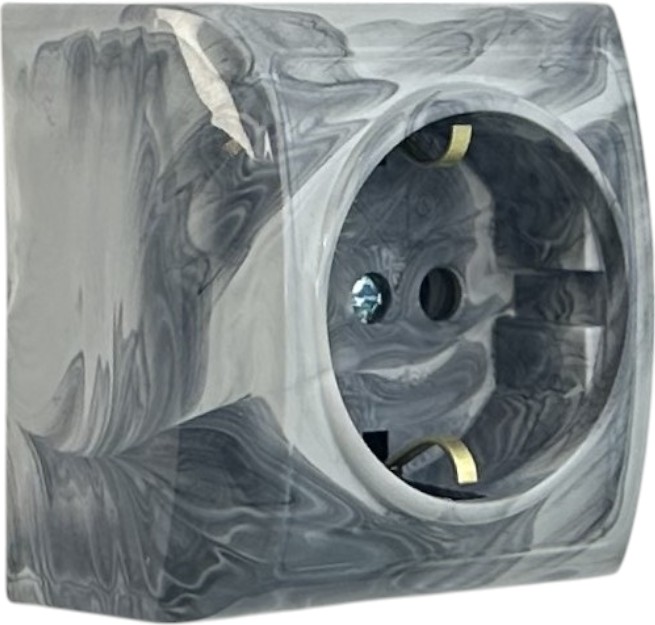 Розетка накладная с заземлением IP20 мрамор 2211 MARBLE