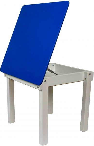 Столик Yuliana Woody 60 х 60 белый с пеналом синяя столешница 12013361