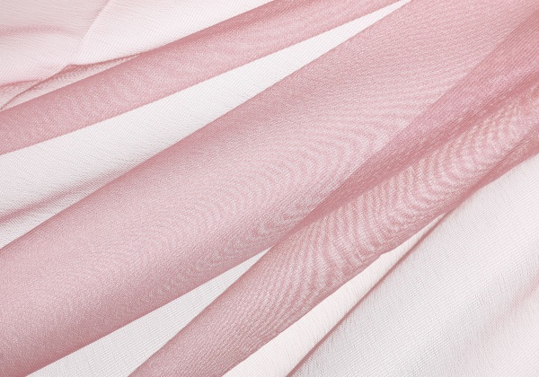 Ткань тюлевая 300 см сетка розовая полоска 