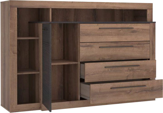 Комод Forte Meble 1d4s BELLEVUE BLQK351L дуб болотный/дуб болотныйдуб чорный 